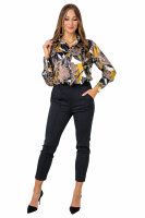 Koszula Damska Satynowa w Kwiaty Elegancka Bluzka Satyna Premium